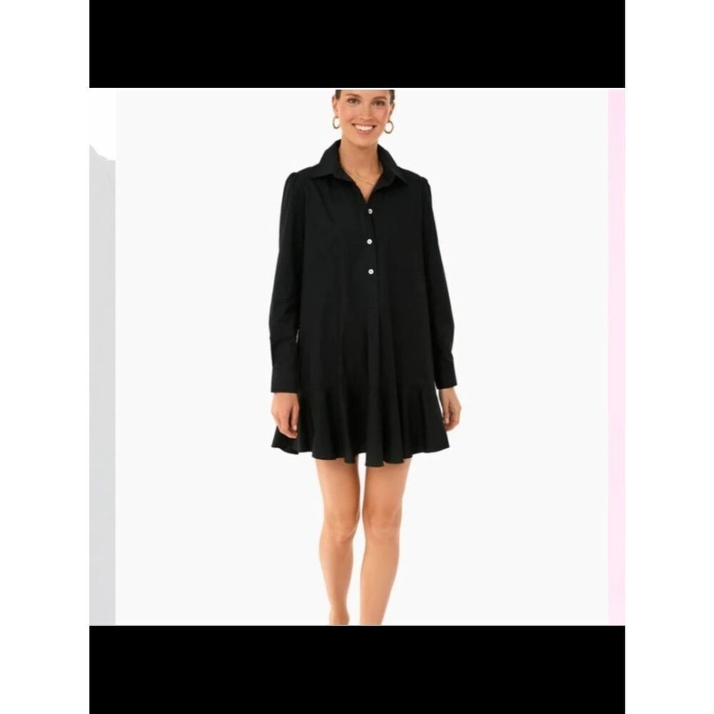 Tuckernuck navy blue crepe Callahan shirt dress size L